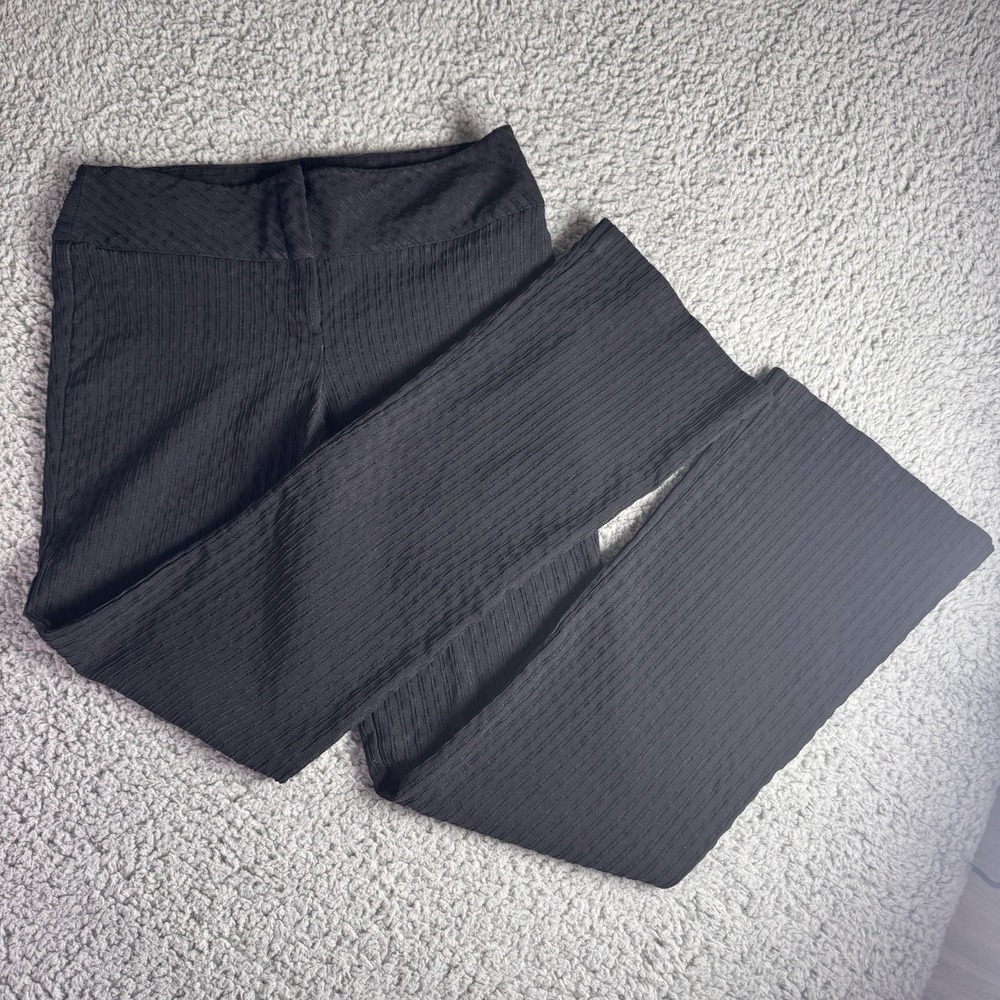 Joe Benbasset Pinstripe Textured Flare Dress Pants Women's Black Pants 30" Waist